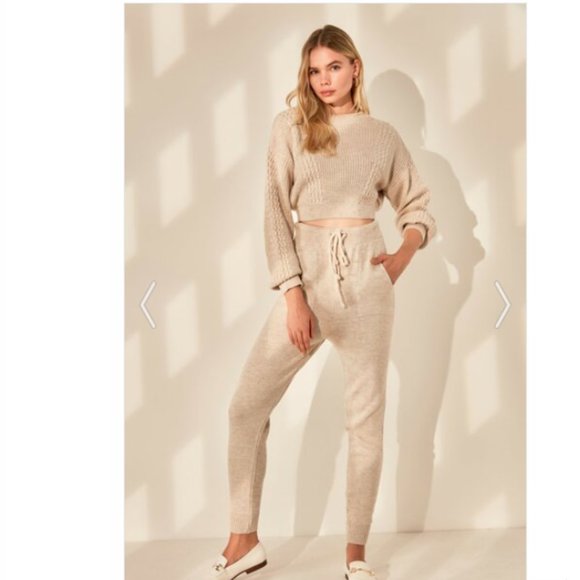 Beige Knit Detailed Knitwear Bottom-Top Set - Picture 2 of 6